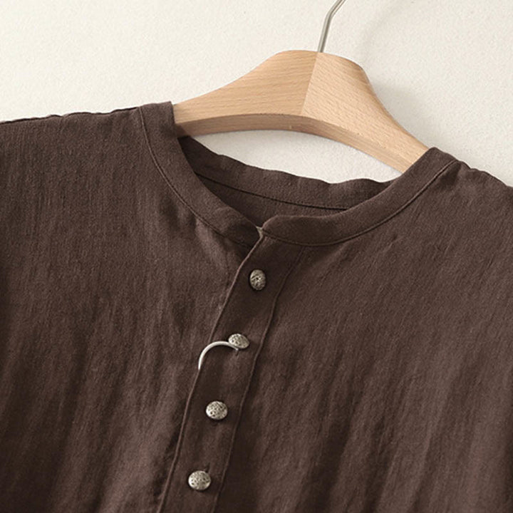 Buddha Stones Camisa de algodón de manga larga con cuello en V para mujer de primavera - image 1