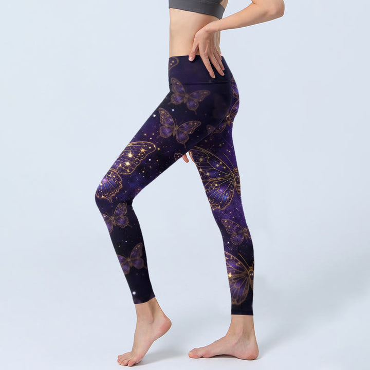 Buddha Stones Leggings de yoga para mujer con estampado de mariposas de estilo romántico - image 2