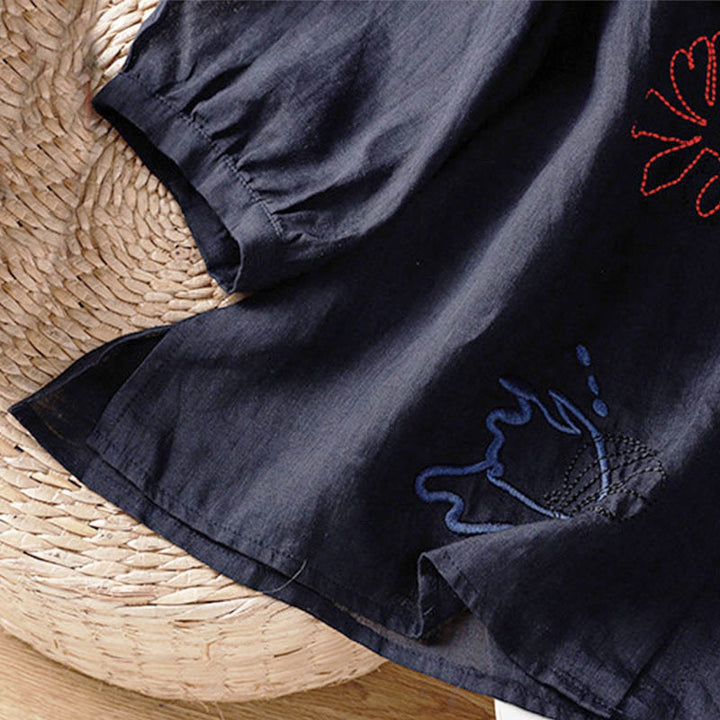 Buddha Stones Camisa de poliéster para mujer con cuello redondo, media manga y estampado de calabaza coral - image 6
