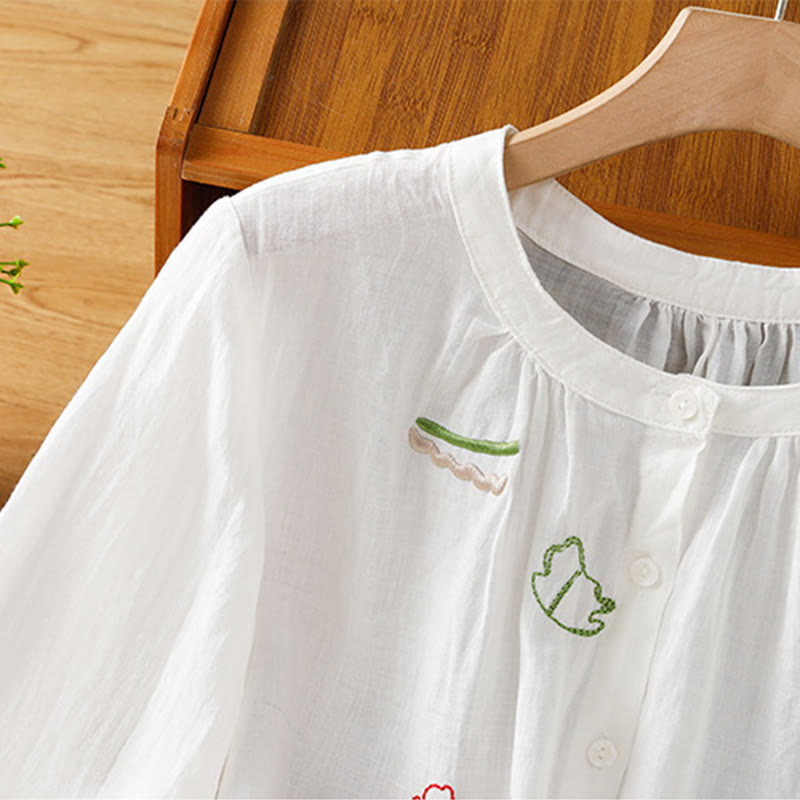 Buddha Stones Camisa de poliéster para mujer con cuello redondo, media manga y estampado de calabaza coral - image 11