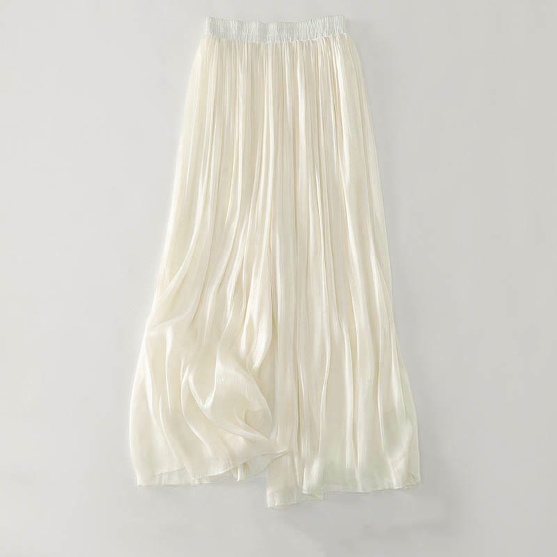 Buddha Stones Pantalones de poliéster lisos de verano para mujer - Beige - US8-10，UK/AU12-14，EU40-42 (2XL) - image 4