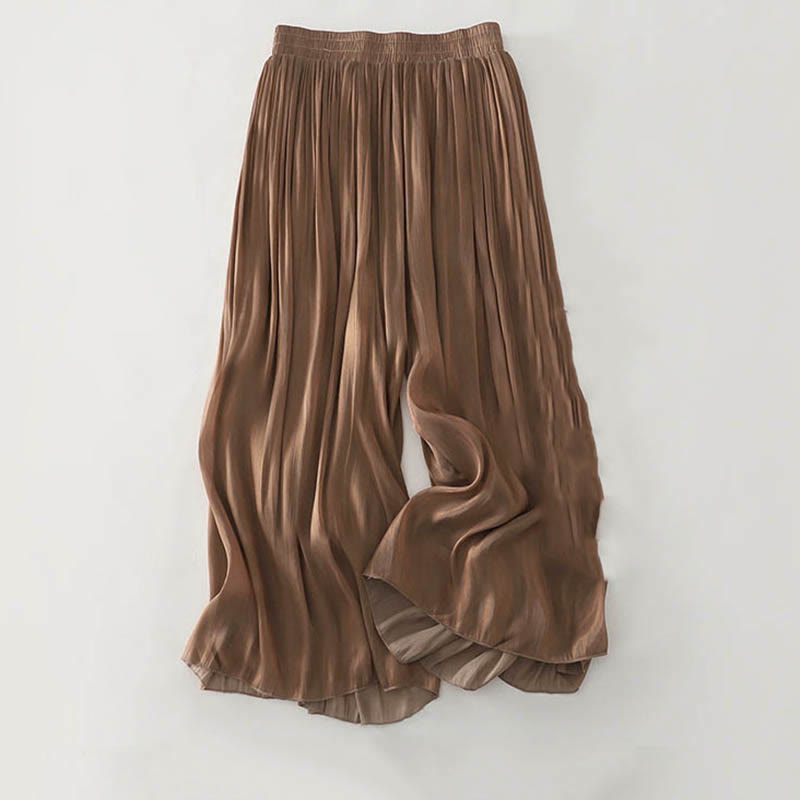 Buddha Stones Pantalones de poliéster lisos de verano para mujer - Marrón silla de montar - US8-10，UK/AU12-14，EU40-42 (2XL) - image 20
