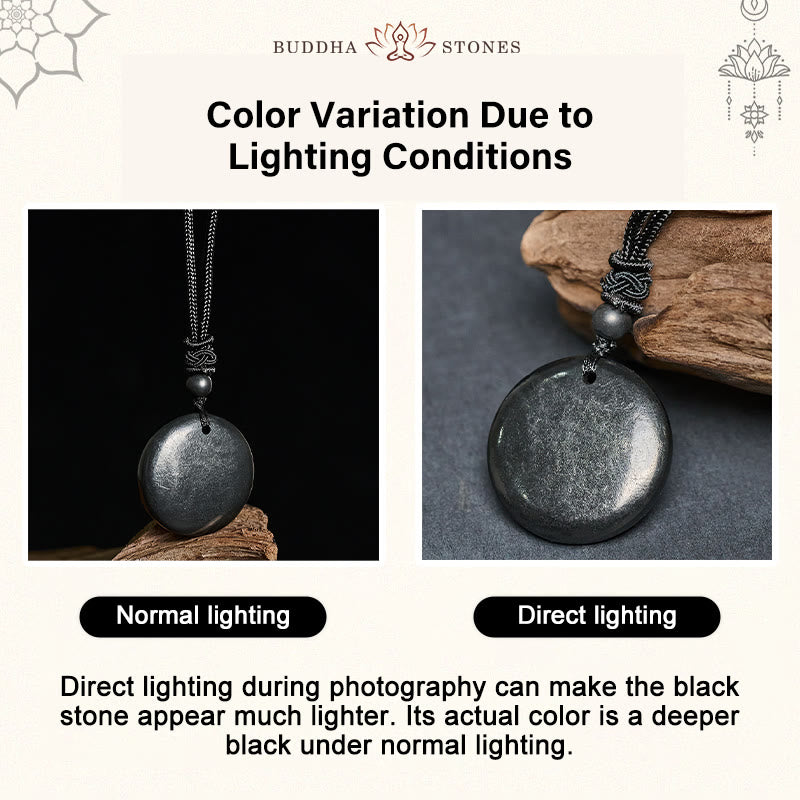 Collar con colgante de piedra de shungita auténtica, redonda y geométrica , con Buddha Stones y fuerza interior - image 4