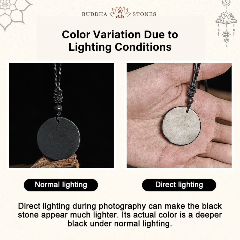 Collar con colgante de piedra de shungita auténtica con diseño circular de Buddha Stones y protección. - image 4