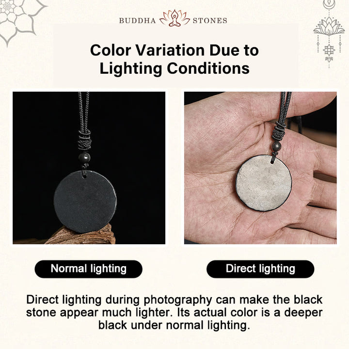 Collar con colgante de piedra de shungita auténtica con diseño circular de Buddha Stones y protección. - image 4