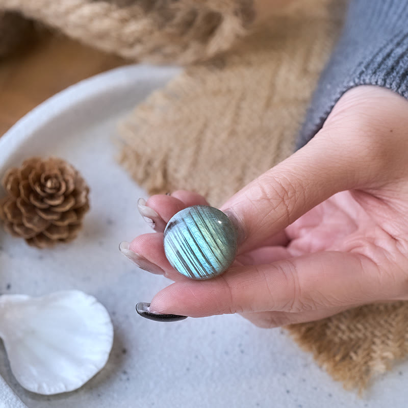 Buddha Stones Figura decorativa curativa de labradorita redonda natural - image 3