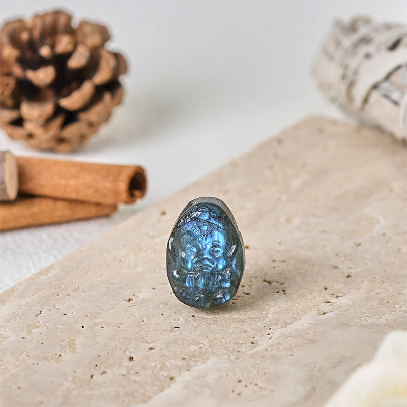 Buddha Stones Figura de elefante Ganesh de labradorita natural, estatua curativa y protectora, decoración del hogar. - image 2