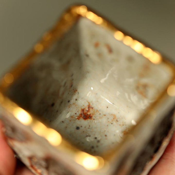 Buddha Stones Taza de té de cerámica Shino con Buda de Dunhuang pintado a mano, taza de té de kung fu - image 5