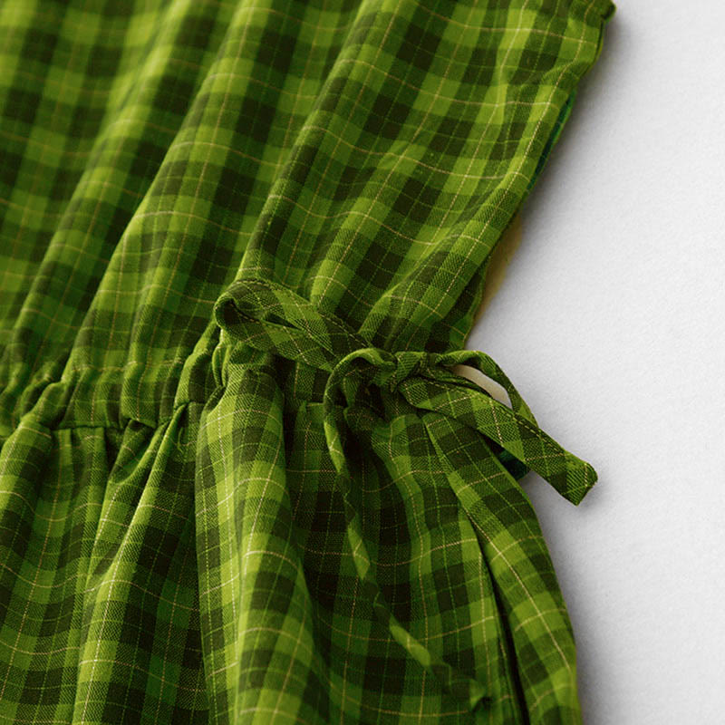 Vestido midi de verano sin mangas a cuadros con estampado de Buddha Stones y bolsillos. - image 5