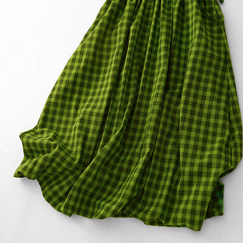 Vestido midi de verano sin mangas a cuadros con estampado de Buddha Stones y bolsillos. - image 6