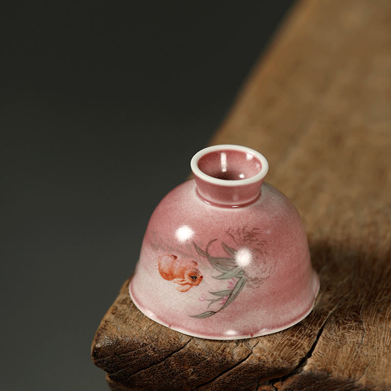 Buddha Stones Taza de té de cerámica con diseño de orquídea y conejo pintada a mano, 75 ml - image 11