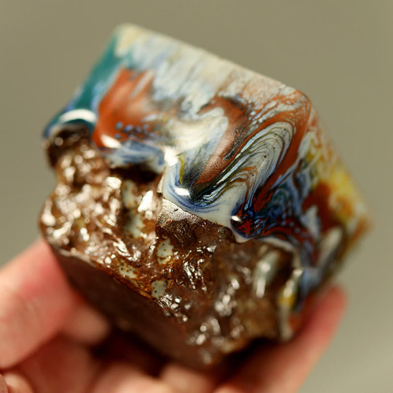 Buddha Stones Taza de té de cerámica Shino con Buda meditador de Dunhuang pintada a mano, taza de té de kung fu - image 2