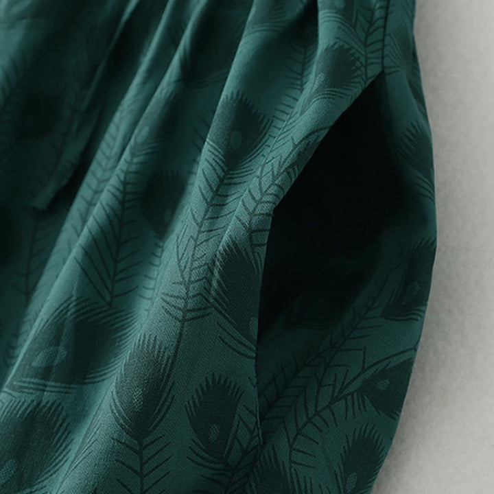 Buddha Stones Vestido midi de manga larga con bolsillos y estampado de enredaderas de hierba primaveral. - image 8