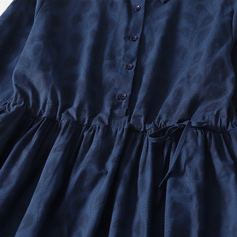 Buddha Stones Vestido midi de manga larga con bolsillos y estampado de enredaderas de hierba primaveral. - image 14