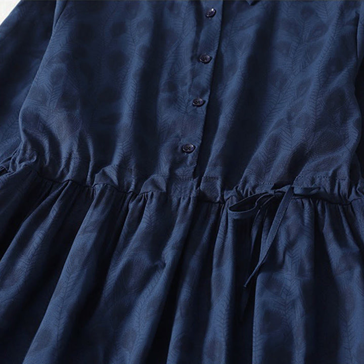Buddha Stones Vestido midi de manga larga con bolsillos y estampado de enredaderas de hierba primaveral. - image 14