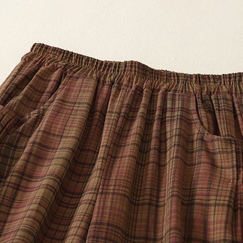 Buddha Stones Pantalones harén de mujer con diseño a cuadros de primavera, de longitud 7-8, con bolsillos - image 1