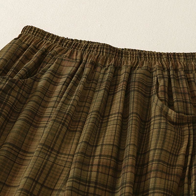 Buddha Stones Pantalones harén de mujer con diseño a cuadros de primavera, de longitud 7-8, con bolsillos - image 7