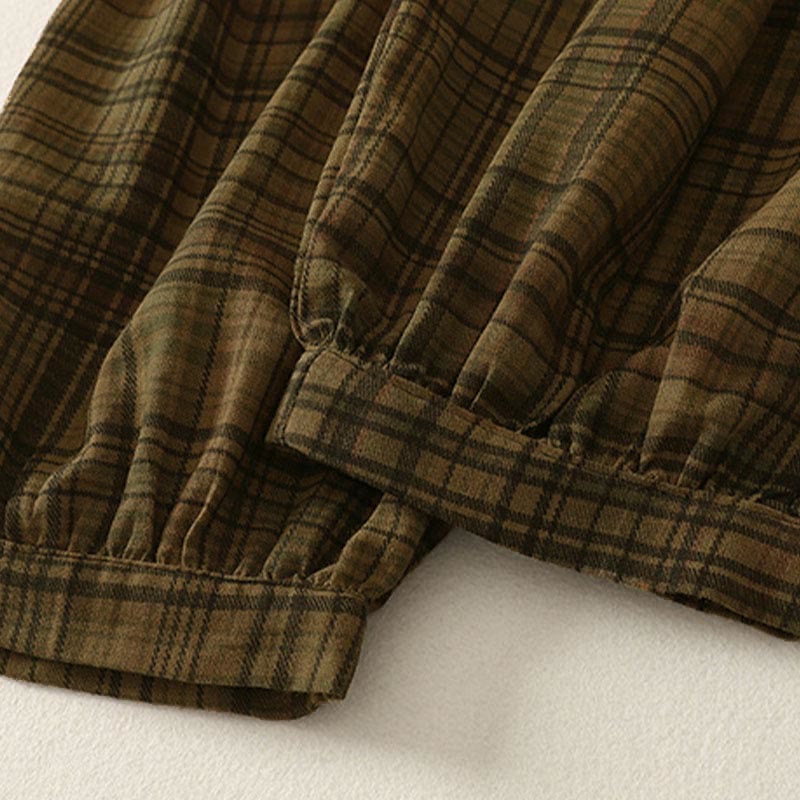 Buddha Stones Pantalones harén de mujer con diseño a cuadros de primavera, de longitud 7-8, con bolsillos - image 11