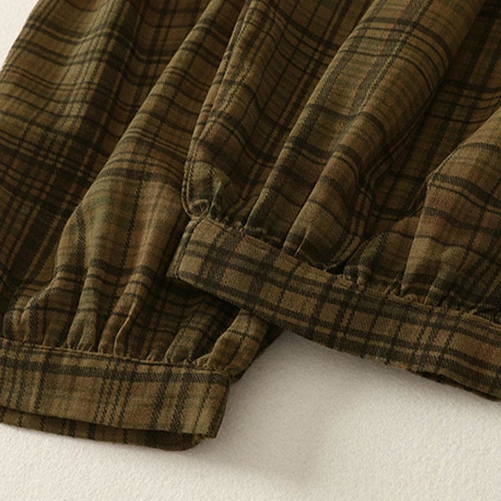 Buddha Stones Pantalones harén de mujer con diseño a cuadros de primavera, de longitud 7-8, con bolsillos - image 11