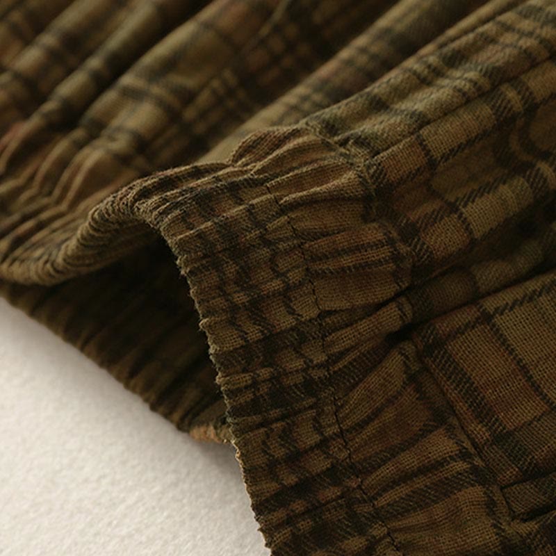 Buddha Stones Pantalones harén de mujer con diseño a cuadros de primavera, de longitud 7-8, con bolsillos - image 10