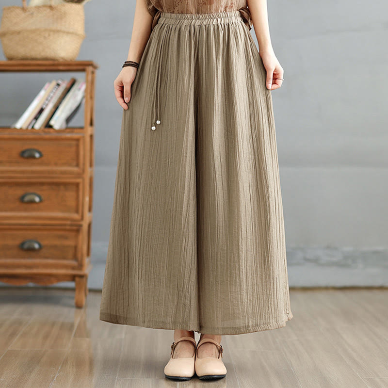 Buddha Stones Pantalones capri de pierna ancha para mujer con cintura elástica y color liso - Broncearse - US12, UK/AU16, EU44 (3XL) - image 25