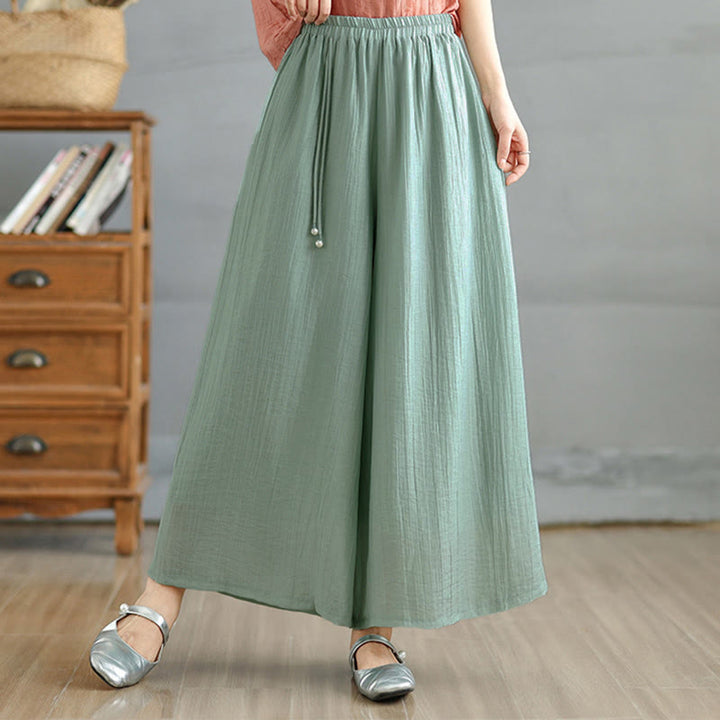 Buddha Stones Pantalones capri de pierna ancha para mujer con cintura elástica y color liso - Verde mar claro - US12, UK/AU16, EU44 (3XL) - image 36