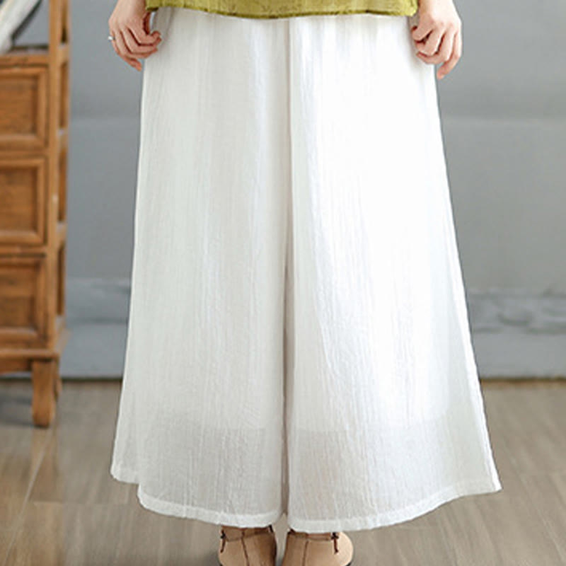 Buddha Stones Pantalones capri de pierna ancha para mujer con cintura elástica y color liso - image 22