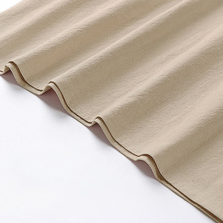 Buddha Stones Camiseta informal de verano de algodón y lino con cuello redondo y media manga para hombre - image 5