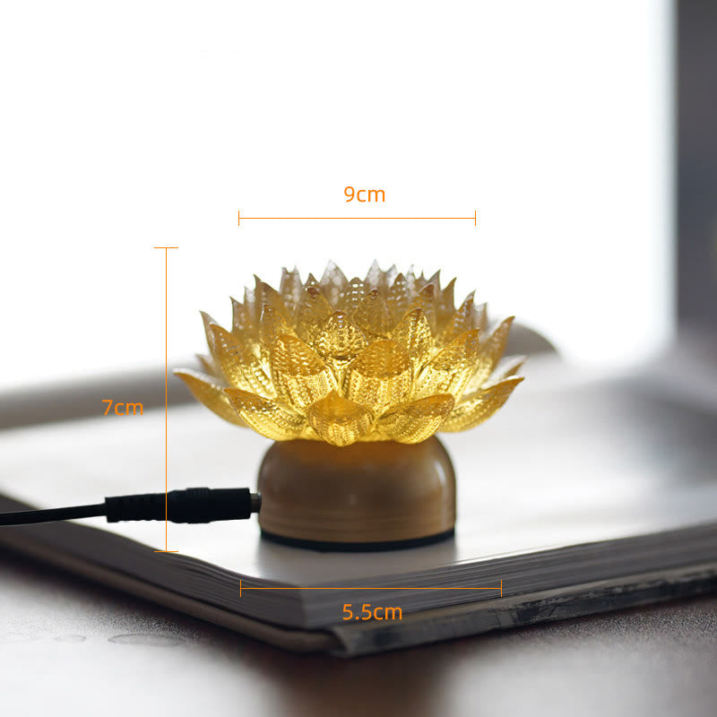 Buddha Stones Lotus Liuli Cristal Cobre Latón Nuevo Comienzo Decoración del Hogar - Loto dorado con base de latón y cobre (9*7*5,5 cm) - Enchufe - image 21