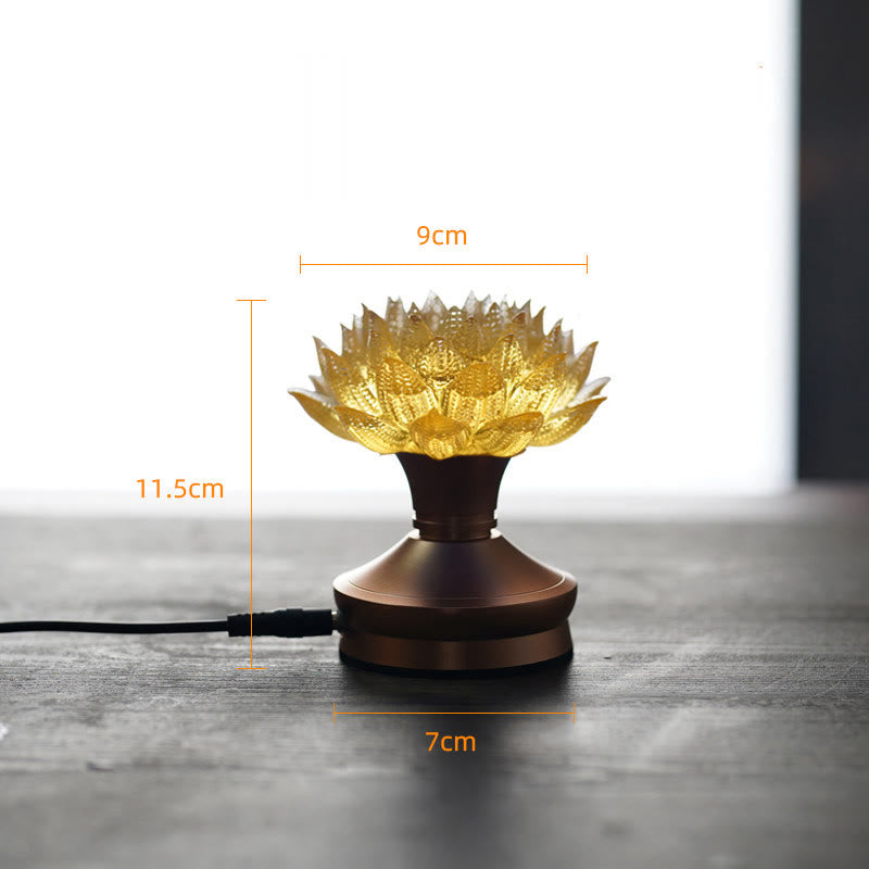 Buddha Stones Lotus Liuli Cristal Cobre Latón Nuevo Comienzo Decoración del Hogar - Base de aleación de aluminio con forma de loto dorado (9*11,5*7 cm) - Enchufe - image 26