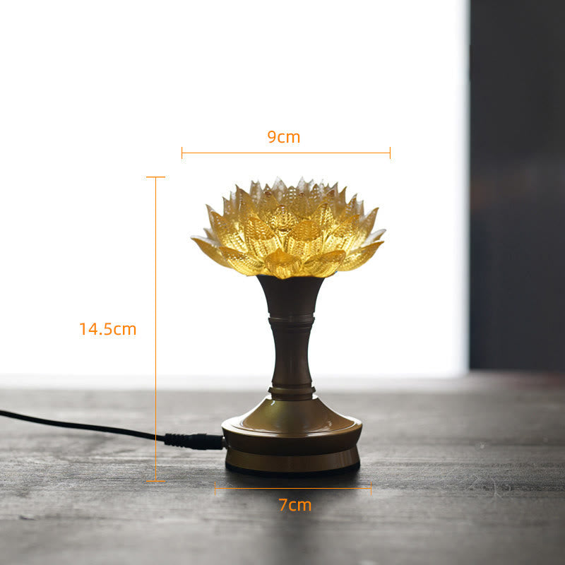 Buddha Stones Lotus Liuli Cristal Cobre Latón Nuevo Comienzo Decoración del Hogar - Base de latón cobrizo con forma de loto dorado (9*14,5*7 cm) - Enchufe - image 38