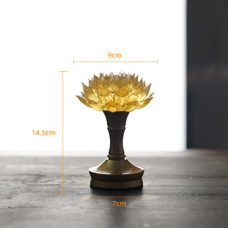 Buddha Stones Lotus Liuli Cristal Cobre Latón Nuevo Comienzo Decoración del Hogar - Base de latón cobrizo con forma de loto dorado (9*14,5*7 cm) - Recargable - image 39