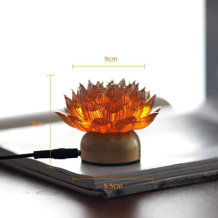 Buddha Stones Lotus Liuli Cristal Cobre Latón Nuevo Comienzo Decoración del Hogar - Loto naranja, base de latón cobrizo (9*7*5,5 cm) - Enchufe - image 24