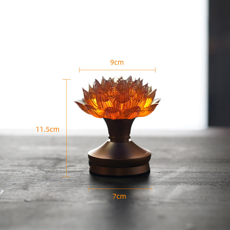 Buddha Stones Lotus Liuli Cristal Cobre Latón Nuevo Comienzo Decoración del Hogar - Base de aleación de aluminio con forma de loto naranja (9*11,5*7 cm) - Recargable - image 29