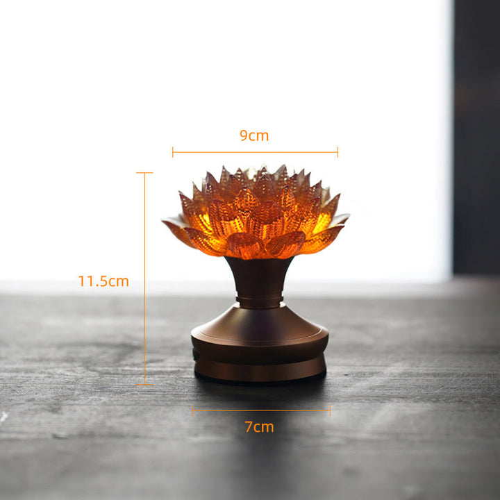Buddha Stones Lotus Liuli Cristal Cobre Latón Nuevo Comienzo Decoración del Hogar - Base de aleación de aluminio con forma de loto naranja (9*11,5*7 cm) - Recargable - image 29