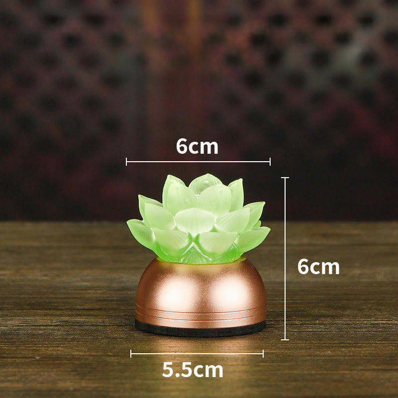 Buddha Stones Decoración para el hogar Lotus Liuli de cristal y cobre: ​​un nuevo comienzo - Verde recargable (6*6*5,5 cm) - image 15