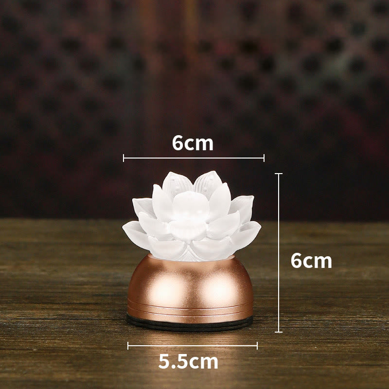 Buddha Stones Decoración para el hogar Lotus Liuli de cristal y cobre: ​​un nuevo comienzo - Recargable blanco (6*6*5,5 cm) - image 17