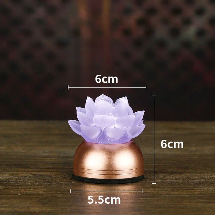 Buddha Stones Decoración para el hogar Lotus Liuli de cristal y cobre: ​​un nuevo comienzo - Recargable de color morado claro (6*6*5,5 cm) - image 20