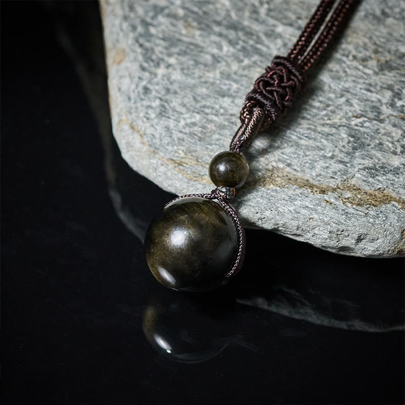 Buddha Stones Collar con colgante positivo de obsidiana de ojo de tigre, plata y oro. - image 10