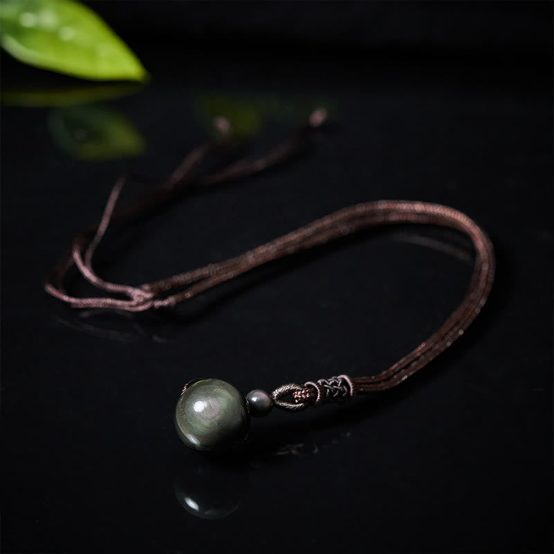 Buddha Stones Collar con colgante positivo de obsidiana de ojo de tigre, plata y oro. - image 15