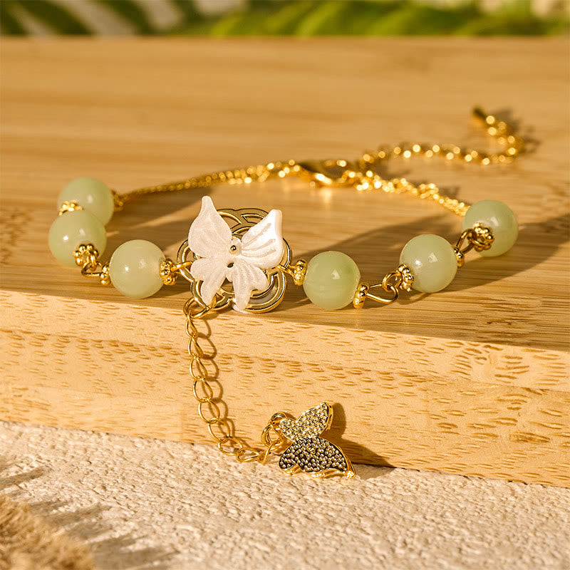 Buddha Stones Pulsera de amor con bendición de mariposa y cuentas de vidrio Liuli - image 6