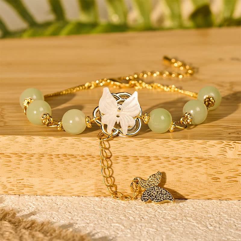 Buddha Stones Pulsera de amor con bendición de mariposa y cuentas de vidrio Liuli - image 1