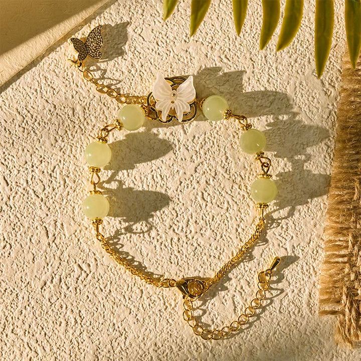 Buddha Stones Pulsera de amor con bendición de mariposa y cuentas de vidrio Liuli - image 2