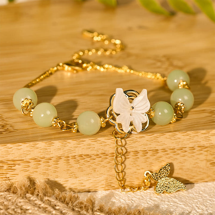 Buddha Stones Pulsera de amor con bendición de mariposa y cuentas de vidrio Liuli - image 3