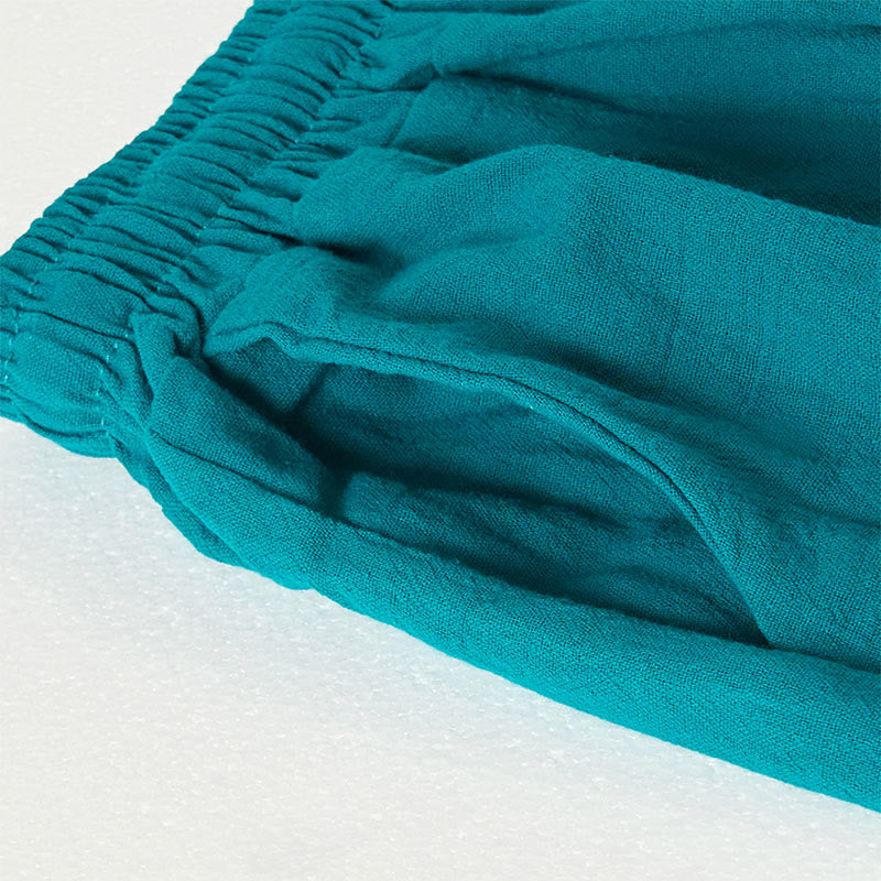 Pantalones anchos para mujer con bolsillos y diseño de rayas bohemias y Buddha Stones - image 2