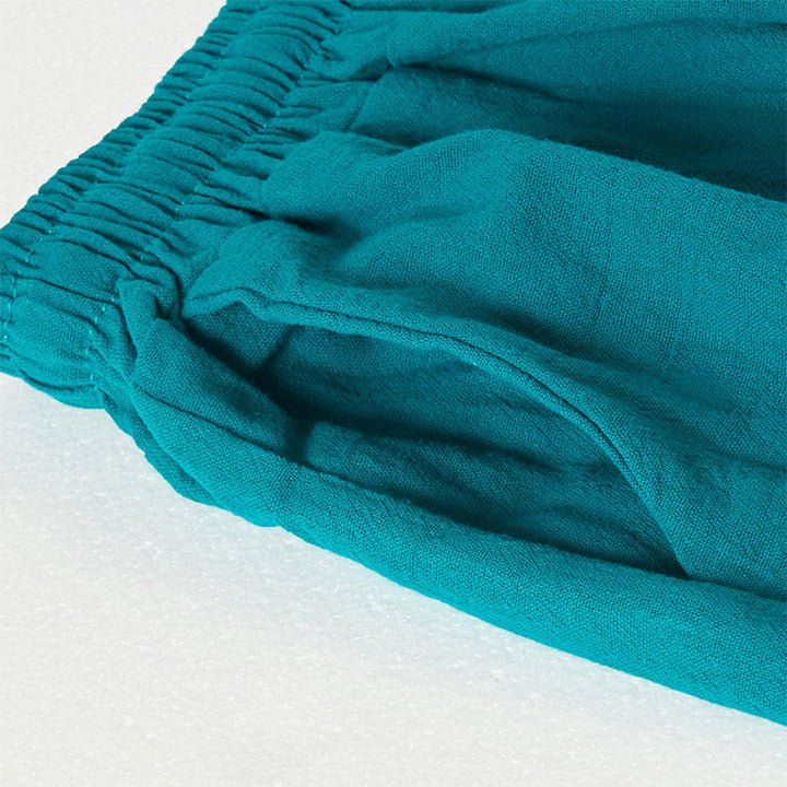 Pantalones anchos para mujer con bolsillos y diseño de rayas bohemias y Buddha Stones - image 2