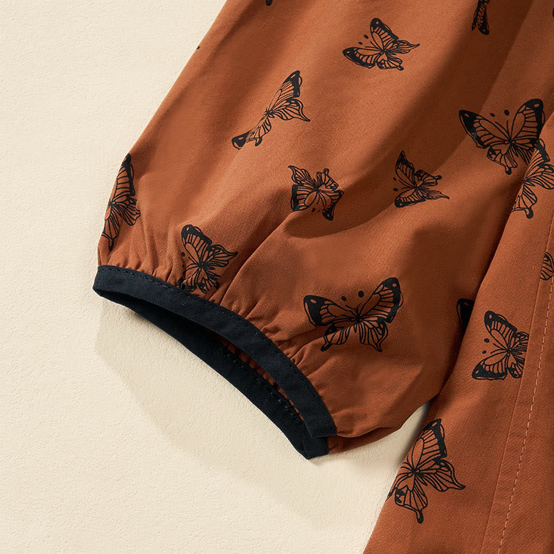 Buddha Stones Camisa de poliéster para mujer de manga larga con cuello en V y estampado de mariposas - image 3
