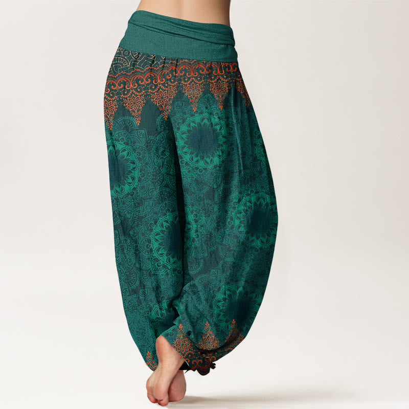 Pantalones Buddha Stones de algodón puro con estampado de mandalas triangulares para mujer, cintura elástica - image 16