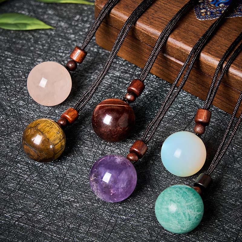 Buddha Stones Collar con colgante de protección de cuarzo ahumado, ojo de tigre y cristal blanco y rosa - image 0