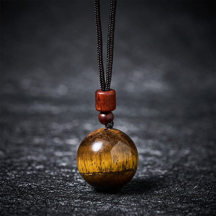 Buddha Stones Collar con colgante de protección de cuarzo ahumado, ojo de tigre y cristal blanco y rosa - Ojo de tigre amarillo - image 21